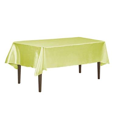 Imagem de LinenTablecloth Toalha de mesa retangular de cetim 152 x 250 cm verde chá