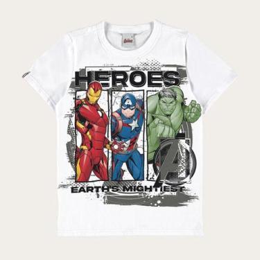 Imagem de Camiseta Avengers Malwee Hulk Capitão América Thor Vingadores Tam 4 Ao