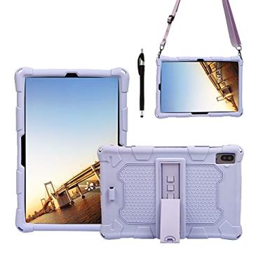 Imagem de Estojo de Capa Tablet Case para Samsung Galaxy Tab S6 Lite 10.4 "/ P610, Soft and Light Silicone à prova de choque capa protetora com kickstand e alça de ombro Capa protetora (Color : Purple)