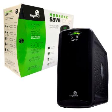 Imagem de Nobreak 600VA Ragtech Save Home STD-TI, Entrada Trivolt, Saída 115V, 6 Tomadas, Preto - 20NSH4125
