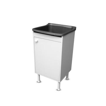 Imagem de Balcão De Lavanderia 46cm 100% Mdf + Tanque +válvula +sifão (Cinza)