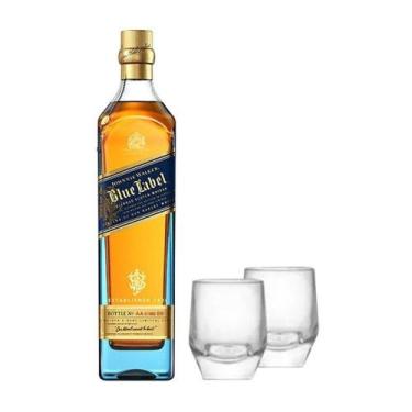 Imagem de Kit Whisky Johnnie Walker 750ml Blue Label + 2 Copos