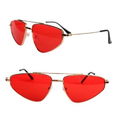 Imagem de Oculos De Sol Vintage Retrô Lente Vermelha Unissex Uv400 - Maia Acesso