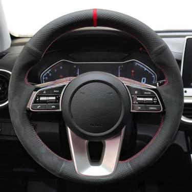 Imagem de LAVIYE Capa do volante do carro personalizado couro de camurça, para Kia K5 Optima 2019 Cee'd Ceed 2019 Forte Cerato (AU) 2018 Acessórios para carro