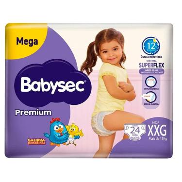 Imagem de Fralda Descartável Babysec Premium Mega XXG Com 24 Unidades