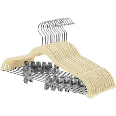 Imagem de Cabides De Veludo Com Presilha Fino Tradicional - Kit com 05 Unidades