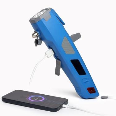 Imagem de LUXON Kit de ferramentas de segurança de emergência de carro 7 em 1: disjuntor de janela, cortador de cinto de segurança, lanterna LED, carregador USB de ferramenta de resgate, luz piscante, carga de