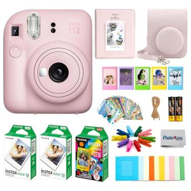 Imagem de Fujifilm Câmera instantânea Instax Mini 12, mini filme Fuji Instax (20 folhas), filme instantâneo Fuji Rainbow (10 folhas), capa protetora, álbum, pacote de acessórios Insax Mini (rosa flor)