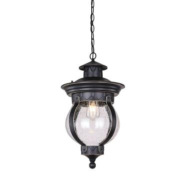 Imagem de Pendente Colonial Vidro Pontilhado Preto e Dourado 35cm 1E27