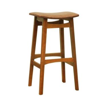 Imagem de Banco Alto Confort Madeira Maciça Assento Anatômico - Amêndoa Estofado Corano Marrom Mescla