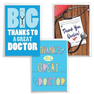 Imagem de NobleWorks Pacote sortido de 3 cartões de agradecimento (médico) com envelopes (3 designs, 1 cada) Thanks Doc - Trio VC8128ZTYG-C1x3