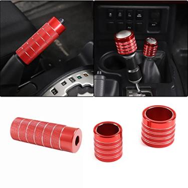 Imagem de Adequado para Toyota FJ Cruiser 2007-2021 capa de freio de mão, guarnição de capa de freio de mão de liga de alumínio, proteção de freio de alça interna (conjuntos vermelhos)