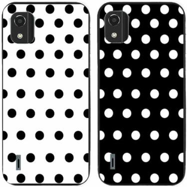 Imagem de 2 peças preto branco bolinhas impressas TPU gel silicone capa de telefone traseira para Nokia todas as séries (Nokia C2 2ª edição)