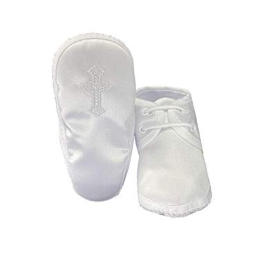 Imagem de Swea Pea & Lilli Sapatos de batismo para meninos - Botas brancas para bebês com cruz celta para batizado - Zapatos de Bautizo, Branco, 3 Months Infant