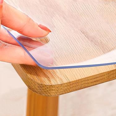 Imagem de Protetor de mesa de escrivaninha de PVC transparente de 35,5 x 76 cm com mouse pad para escritório, casa, laptop, computador, mesa, teclado, tapete limpável, impermeável, de vidro, PVC, capa de mesa