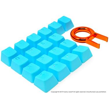 Imagem de Conjunto de teclas de borracha profissional da Foamy Lizard – Conjunto retroiluminado de teclas Cherry MX compatíveis com perfil OEM Double Shot Shine-Through com puxador de chave (azul - conjunto de