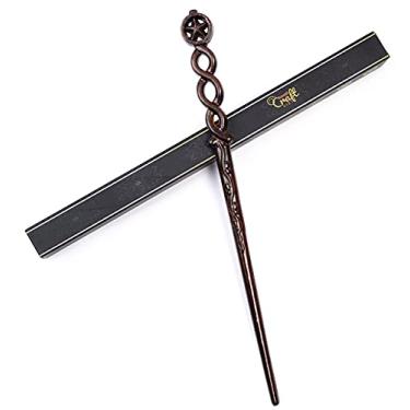 Imagem de Handicraftviet Hand Carved Wood Magic Wizard Wand/Witch Wand Real Wood Wands 15 inch for Wizards/Magical Gift for Halloween, Christmas and Birthday Party/Wooden Wand Star (S5)