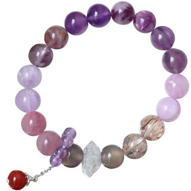 Imagem de Pulseira de cristal 9 roxos Fire Luck Pulseira de quartzo 2024 Talismã Ano do Dragão Ametista Kunzite Mica Phantom Crystal Multi-Gem Chakra Balance Pulseira Amuleto Positividade Sorte Sucesso/2128