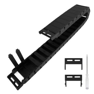 Imagem de LMioEtool R28/38 15mm x 50mm(Inner H x Inner W) Black Plastic Cable Wire Carrier Drag Chain 1M Length for CNC, with End Connectors - Semi Enclosed Type (Inner Side openable)