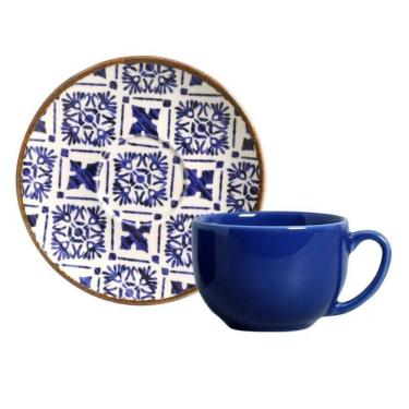 Imagem de Conjunto De Xícaras Para Chá Com Pires Em Cerâmica Coup Asteca Com 12 Peças 250ml Porto Brasil