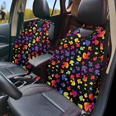 Imagem de GOSTONG Colete de capa de assento de carro com estampa de cogumelo arco-íris, assentos com tudo incluído, acessórios de decoração de interiores de automóveis duráveis