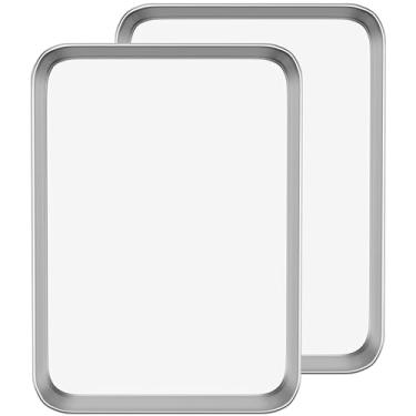 Imagem de Conjunto de 2 assadeiras para biscoitos Umite Chef, bandeja profissional de aço inoxidável, 30,5 cm, não tóxica e saudável, acabamento espelhado e livre de ferrugem, fácil limpeza e lavável na lava-louças