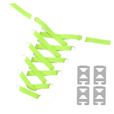 Imagem de Elastic No Tie Shoe Laces Anchors Flat Shoelace Lock Clip for Adults and Kids Tieless Shoelaces for Sneakers(Fluorescence Green)