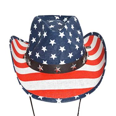 Imagem de Chapéu de cowboy com bandeira, aba larga, chapéu de verão - 56-58cm/756