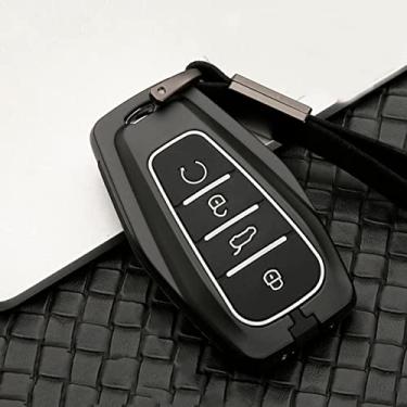 Imagem de WSWJDW Zinc Alloy Silicon Car Remote Car Key Case Cover Chaveiro Ring Key Bag, apto para Geely Coolray Atlas Boyue NL3 Emgrand X7 EX7 SUV GT GC9 Borui 2019, C, preto branco