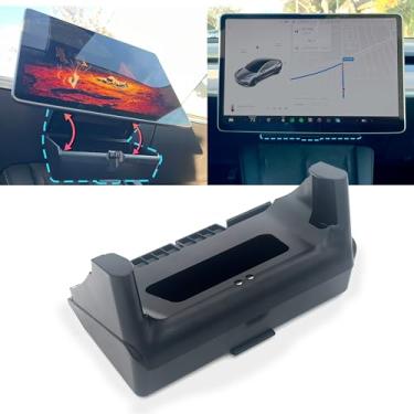 Imagem de DockCharged Suporte de óculos de sol Tesla para Tesla Model 3 e Model Y com armazenamento extra sob a tela - Organizador de console central Tesla oculto - Acessórios Tesla Model Y - Acessórios Tesla