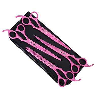 Imagem de Dragão Roxo 18 cm Cortes de cabelo para cuidados com cães e tesoura para pelos para animais de estimação com tesouras de aço inoxidável com pente para tosador de animais de estimaçãoPurple Dragon 7.0 inch rosa