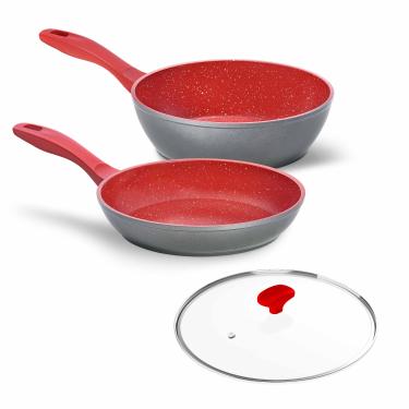 Imagem de Panelas Sauté Grand e Day By Day com Tampa de Vidro Ichef 24Cm Vermelha | Polishop
