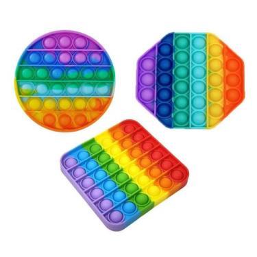 Imagem de Kit 3 Pop It Fidget Toys Brinquedo Apertar Spinner Silicone - Bc Bora 