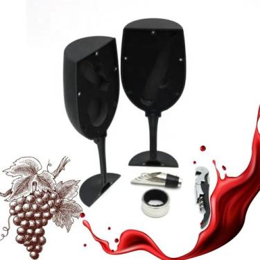 Imagem de Presente Kit Abridor De Vinho Taça Preto Canivete Saca Rolha - Casita