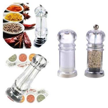 Imagem de Moedor de Temperos E Saleiro Acrílico de Mesa Kit 2 Peças - Art House