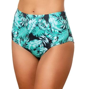 Imagem de Biquini Plus Size Calcinha Hot Pant Estampada Cintura Alta Proteção UV