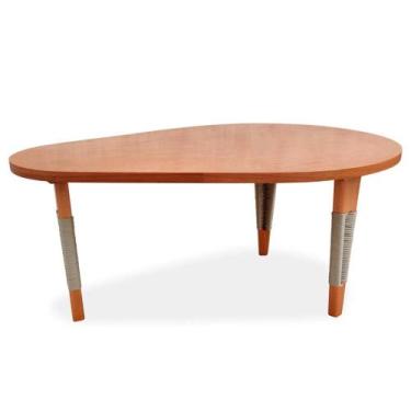 Imagem de Mesa de Centro Oval Elon Ozki 98 cm Madeira Eucalipto Cedro Corda Chat