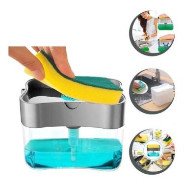 Imagem de Dispenser Sabão 2x1 Detergente Suporte Porta Bucha Esponja - CLINK