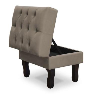 Imagem de Puff Baú Retrô Luis Xv Capitonado, Capuccino Pés De Madeira - SRJ Move