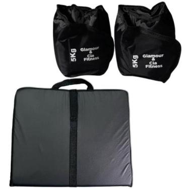 Imagem de Kit Par Tornozeleira Caneleira De Peso 5Kg + Colchonete Dobrável Malet