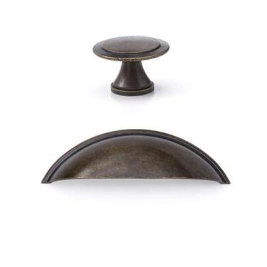 Imagem de Kit 14 Puxador Concha puxador Botão  Colonial Para Moveis - Telis Ferr