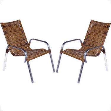 Imagem de Kit 2 Cadeiras De Alumínio Para Área Externa Fortaleza Fibra Sintética