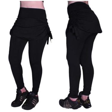 Imagem de Kit 2 Calça Legging Suplex Saia Tapa Bumbum Cintura Alta Fitness Com S