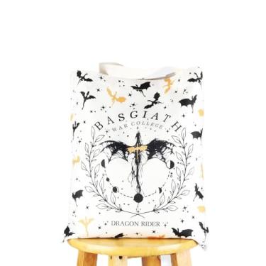 Imagem de BLUPARK Sacola inspirada na quarta asa, presente de cavaleiro de dragão BWC, presente de cavaleiro de dragão, fantasia, presente de cavaleiro de dragão, Off-white, 15 inches