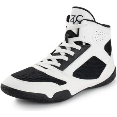 Imagem de ZVC Tênis de luta livre masculino para boxe para luta, levantamento de peso, botas de musculação, calçados, Branco, 39