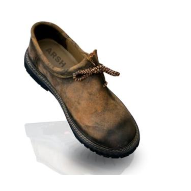 Imagem de Arshman Lederhosen Tênis masculino bávaro autêntico alemão para roupa Trachten sapatos de couro verdadeiro ocidental tradicional Oktoberfest, Marrom, 40