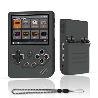 Imagem de FIOPAZ Capa de silicone para Anbernic RG35XX, capa protetora macia para RG35 XX, lavável antiarranhões para console de jogos RG35XX retrô com cordão (preto)