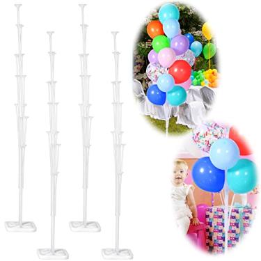 Imagem de 4 Sets Balloon Stand Kits 63 Inch Height Clear Balloon Stand Holder Balloon Sticks Balloon Stands for Floor Balloon Holders for Table Balloon Centerpiece Stand for Birthday Wedding Party Balloon Decor