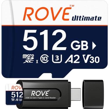 Imagem de ROVE Cartão micro SD microSDXC 512GB cartão de memória com leitor de cartão USB 3.2 tipo C 170MB/s C10, U3, V30, 4K, A2 para Dash Cam, smartphones Android, tablets, jogos