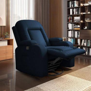 Imagem de Poltrona Do Papai Reclinável Giratória E Balanço Crihs Manual Glider Pu Azul G23 - Gran Belo